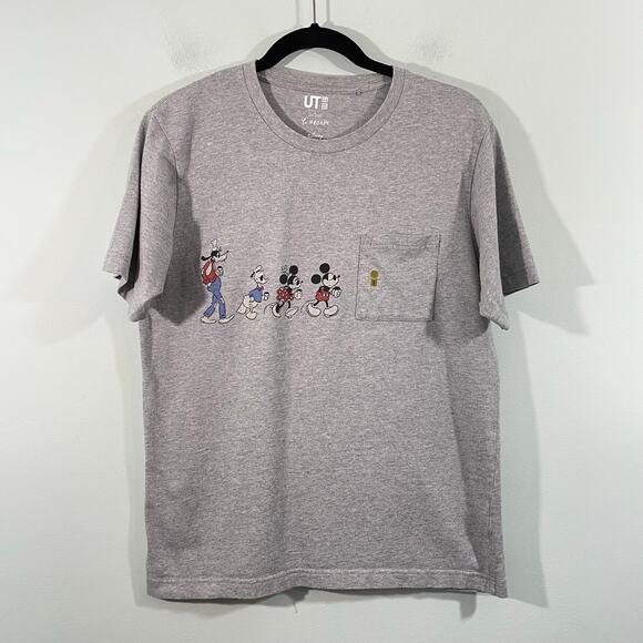 Uniqlo UT Yu Nagaba Disney Mickey Mouse and Friends Grey Pocket Tee Size L - Picture 1 of 9
